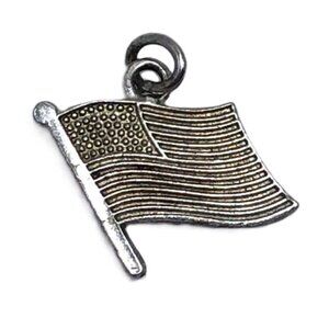 Vintage American Flag Charm Sterling Silver Charm Bracelet Dangle Charm